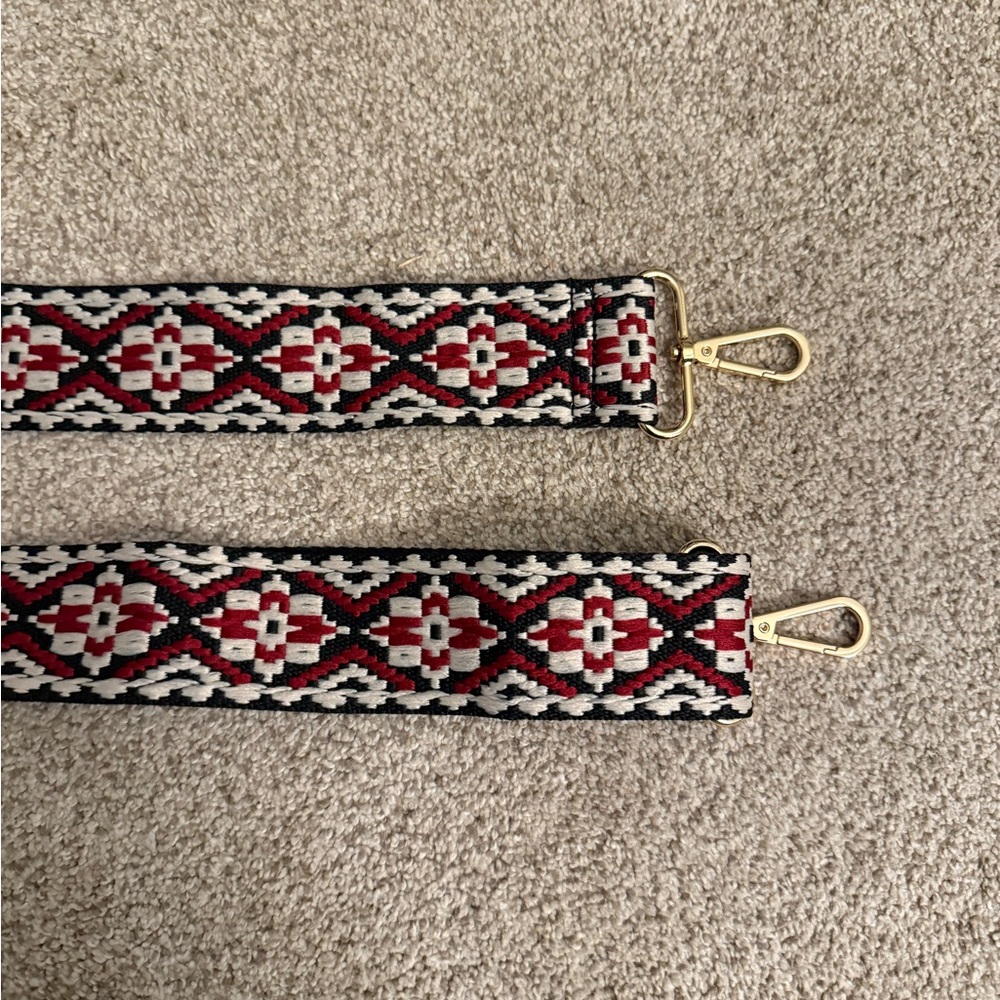 NWOT Red and Black Patterned Interchangeable purse Bag Strap with Gold Hardware